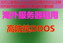 pycharm如何注释与为什么注释对代码开发的重要性-韩国服务器