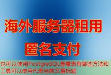 PostgreSQL查看表有哪些方法和工具可以使用-韩国服务器