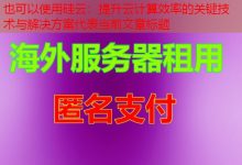 硅云:提升云计算效率的关键技术与解决方案-韩国服务器