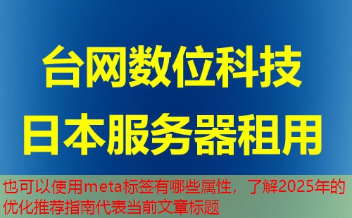 meta标签有哪些属性，了解2025年的优化推荐指南